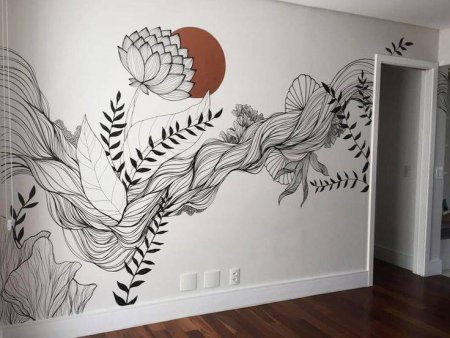 Роспись стен в интерьере простая