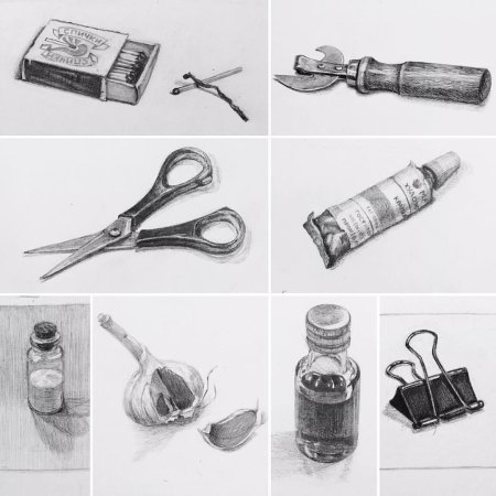 Зарисовки бытовых предметов