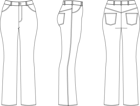 Джинсы технический эскиз