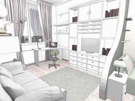 Эскиз комнаты девочки подростка