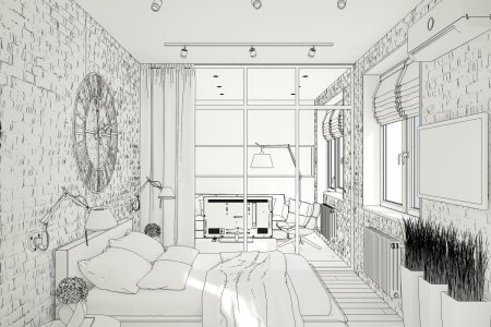 Эскиз интерьера комнаты
