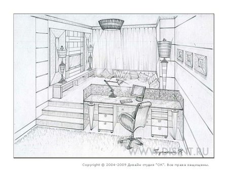 Комната для проектирования начерченная
