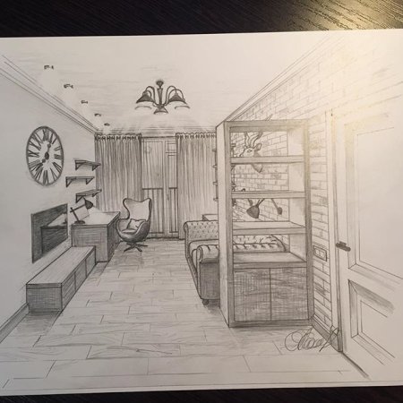 Эскиз интерьера комнаты подростка