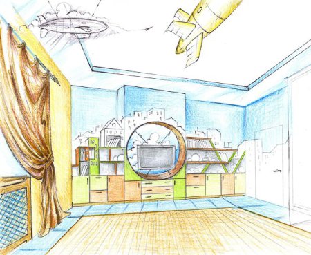 Рисование интерьера комнаты для детей