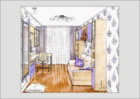 Эскиз планировки детской комнаты