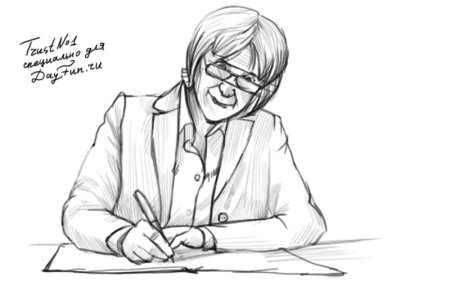 Рисунок учительницы карандашом