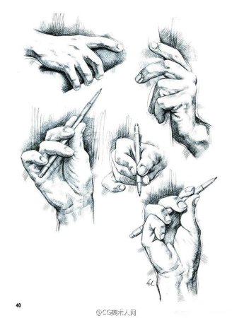 Наброски рук с предметом