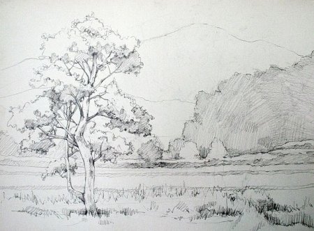 Зарисовки пейзажа карандашом
