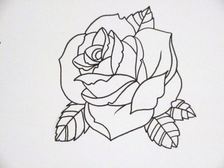 Контурные тату роза