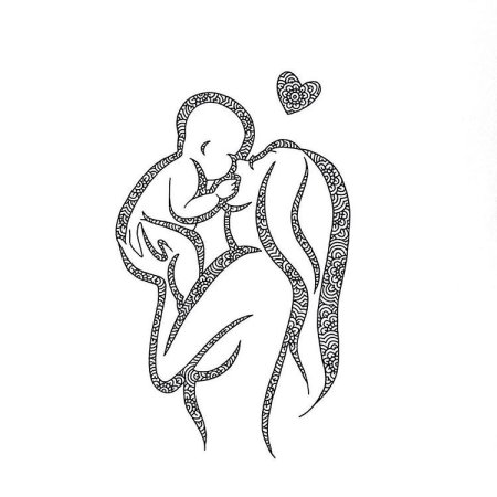 Тату мама и малыш эскиз