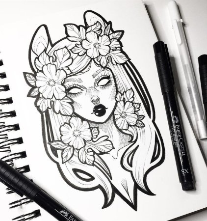 Рисунки чёрной ручкой