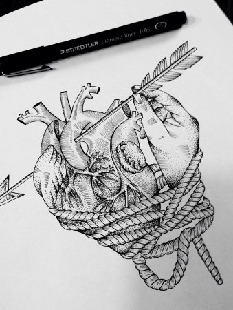 Рисунки чёрной ручкой