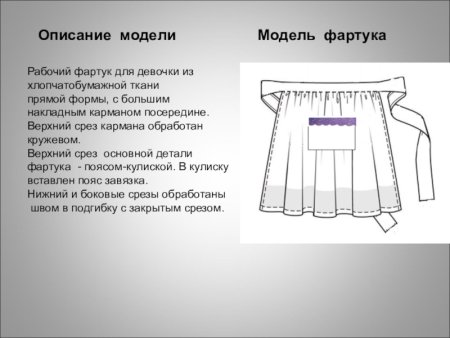 Фартук без нагрудника описание модели