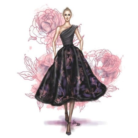 Черное платье нарисованное