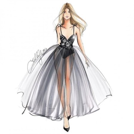 Рисунки девушек в платьях карандашом