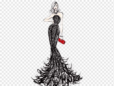 Скетчи платьев на моделях