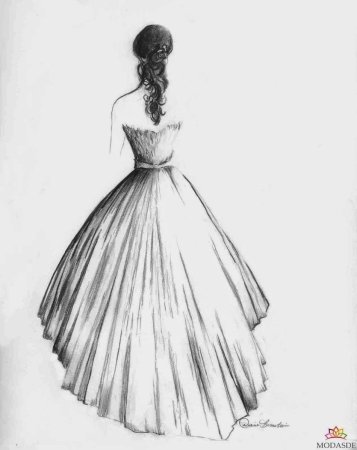 Девушка в платье карандашом для срисовки