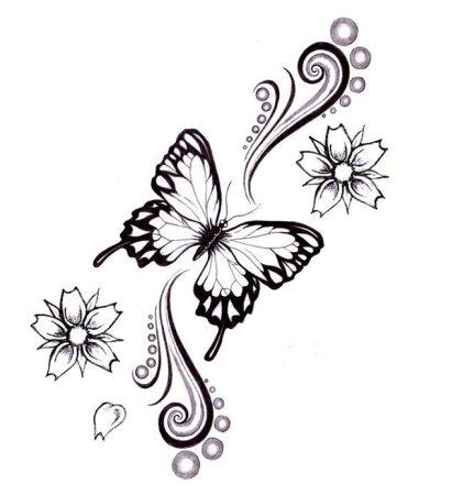Эскизы тату бабочки для девушек