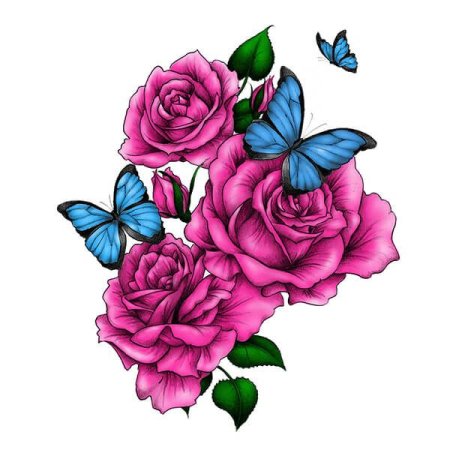 Роза тату эскиз цветной