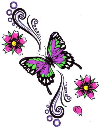 Эскиз цветы рисунок с бабочками (40 фото)