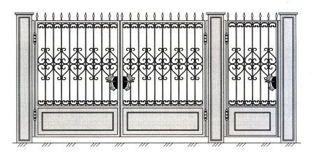 Эскиз ворот с калиткой