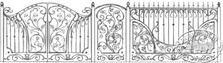 Кованые ворота с рисунком виноградной лозы