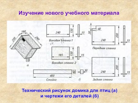 Технический чертёж домика для птиц