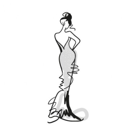 Девушка в платье контур