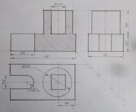 Деталь с вырезом черчение