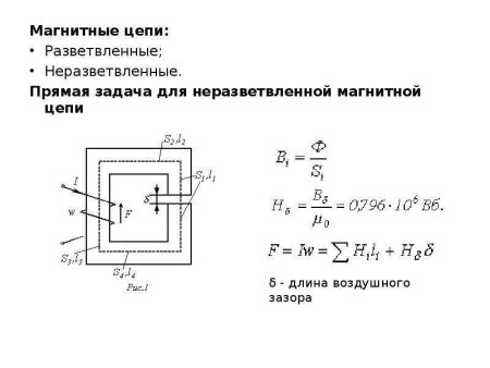 Эскиз разветвленной магнитной цепи