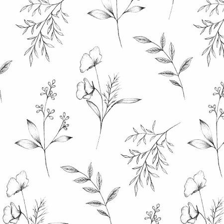 Растительный паттерн чб