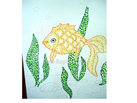 Золотая рыбка пуантилизм