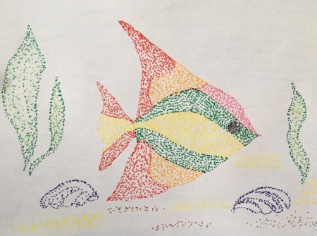 Золотая рыбка пуантилизм