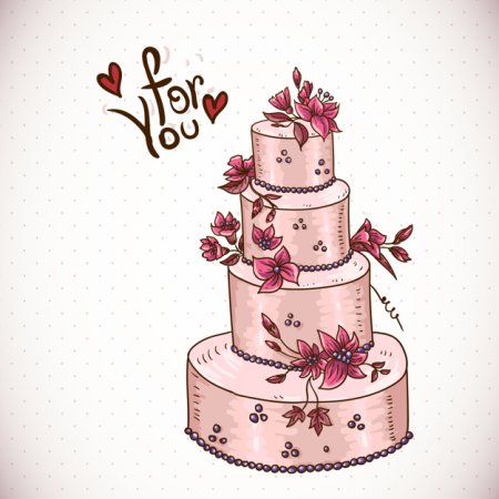 Эскиз торта в цвете