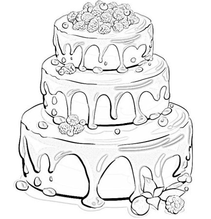 Раскраска торт красивый