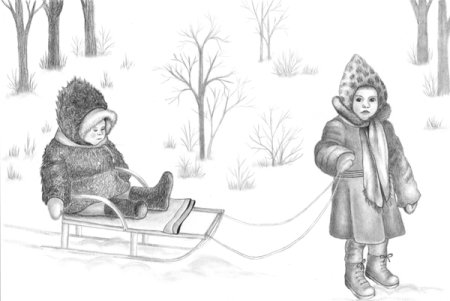 Санки рисунок для детей