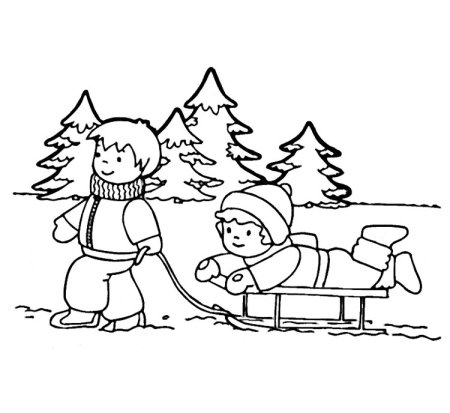 Зимние забавы рисунок карандашом