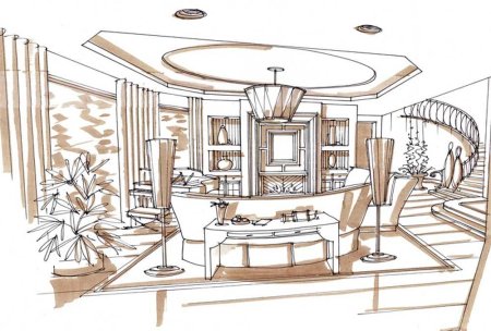 Интерьер эскиз графический