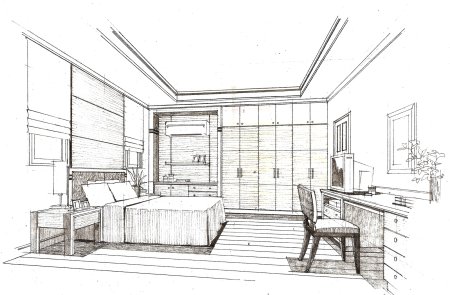 Интерьер комнаты чертеж