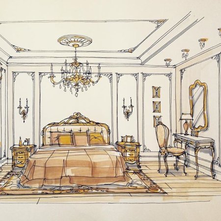 Эскиз интерьера в стиле Барокко