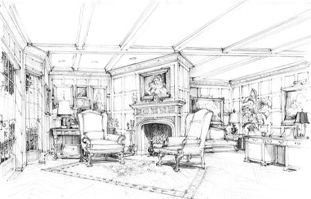 Интерьер музея скетч