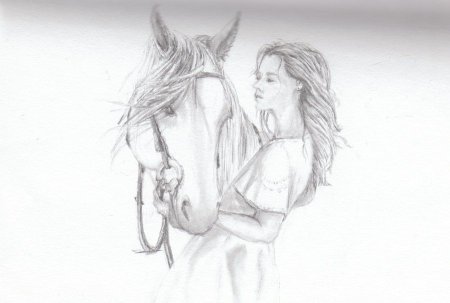 Девушка на лошади рисунок карандашом