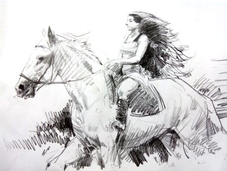 Всадница рисунок
