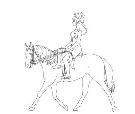 Раскраска Барби на лошади