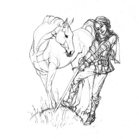 Девушка на коне эскиз