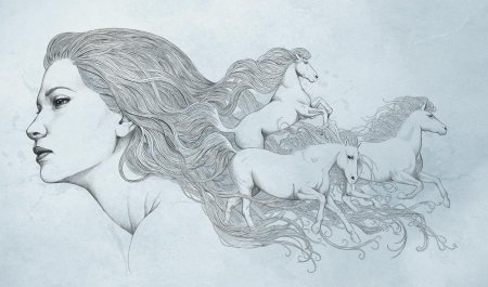 Девушка на коне Графика