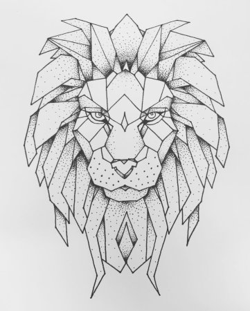 Лев в стиле лайнворк
