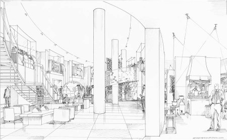 Интерьер выставки рисунок