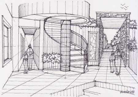 Архитектурный эскиз интерьера