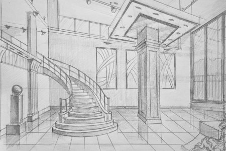 Эскиз интерьера музея